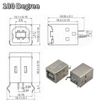 5pcs Square USB-B Type Female Socket 90/180 Degrees 4Pin Right Angle PCB Welding Connector For USB D-type Printer Interface