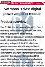 1~5PCS EGBO 5V 5128 Amplifier Board 5W Class D Digital Amplifier Board Mono Audio Module