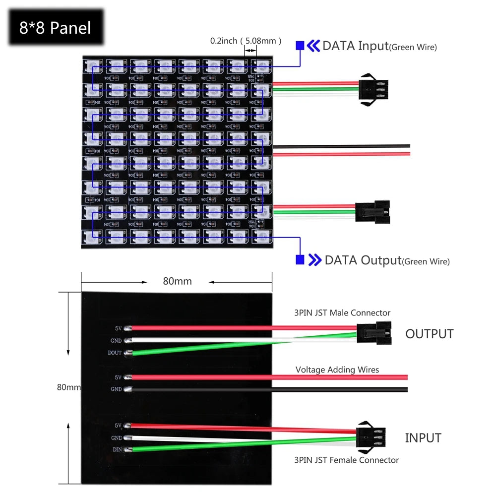 1-10Pcs WS2812B RGB Flexible 4X12 8X8 16x16 8x32 Pixel Led Panel Matrix Screen Module WS2812 Individually Addressable IC DC5V