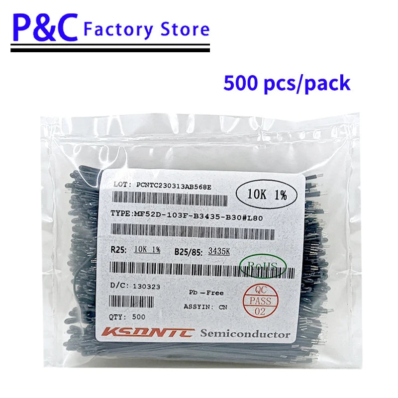 NTC Thermistor MF52D Small Leather Wire 1K/1.5K/2K/3K/5K/10K/30K/50K/100K B3950 B3435 Temperature Sensor 1%