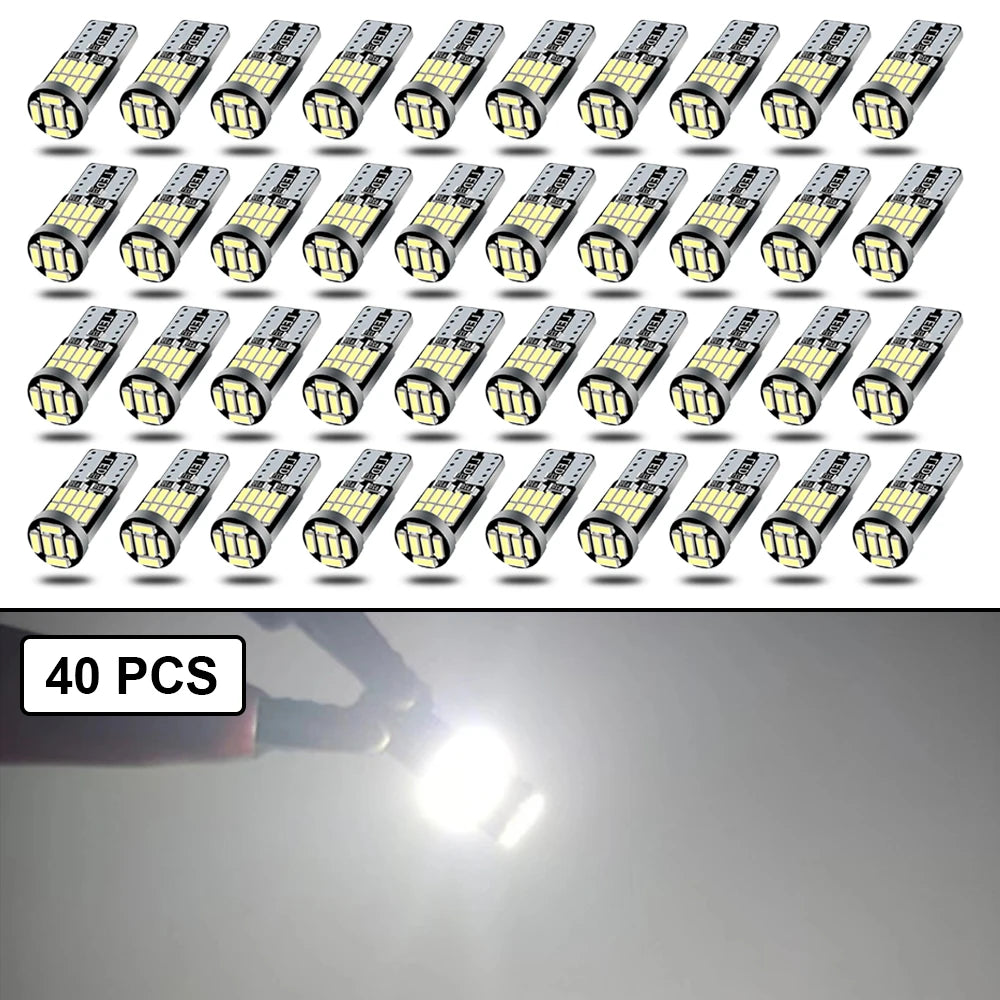 10-40 PCS CANBUS No Error T10 W5W LED Bulb For Car Interior Dome Door Map Trunk License Plate Lights 12V 26SMD 400LM 6500k White