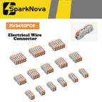 20/34/50PCS Electrical Lever Wire Connectors Quick Connect Wire Terminals Tool Free Inline Assemblable for Home Electric DIY