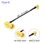 1Pcs RF1.37 Cable SMA Male/Female to MMCX Male 90 Degree Connector 50ohm SMA to MMCX RF Coaxial Extension Jumper OD=1.37 Cable