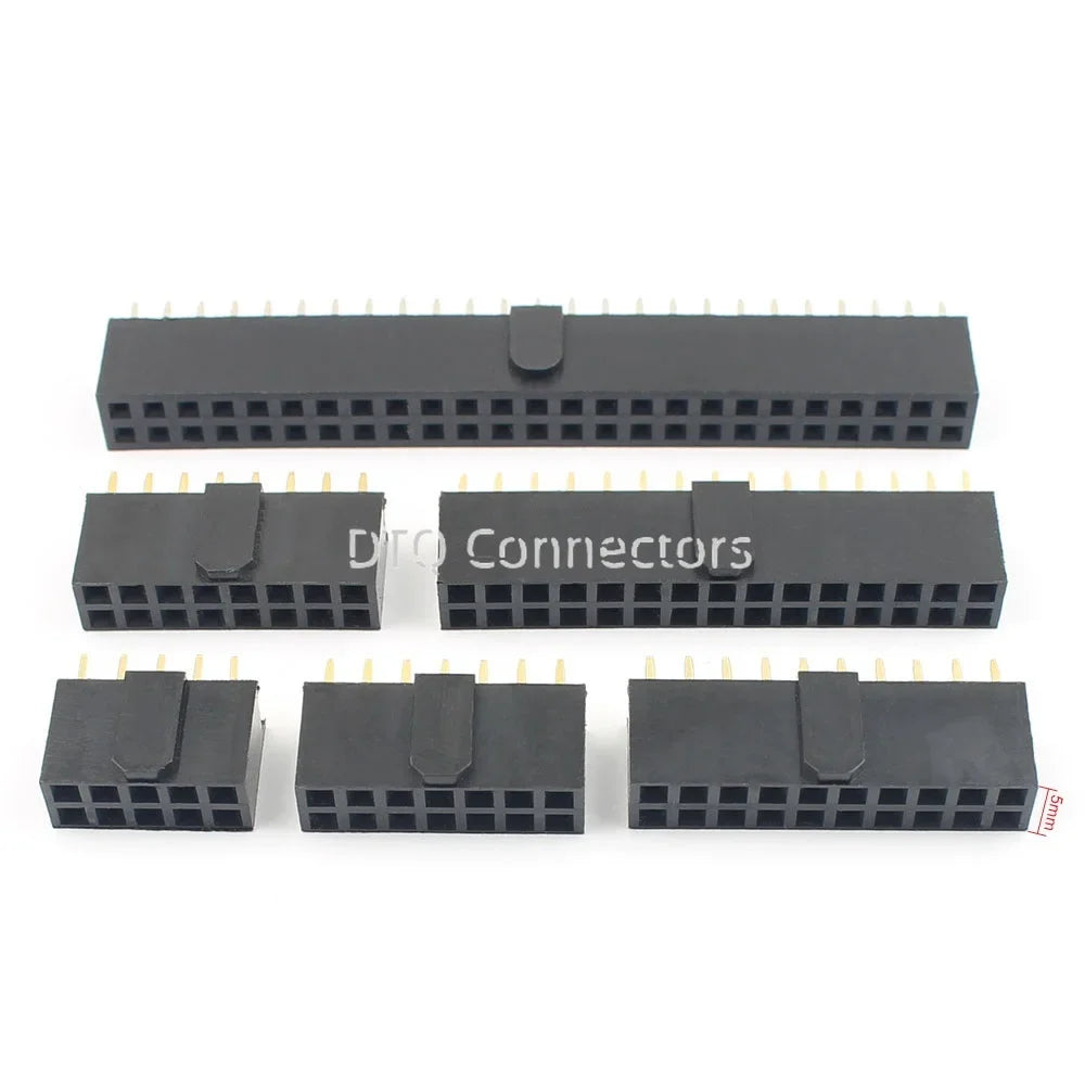 10pcs 2.54mm Pitch Female Header Strip 6/10/14/16/20/26/34/40/50 Pin Dual Straight DIP Polarizing Key Connector 6P 10P 40P 50P