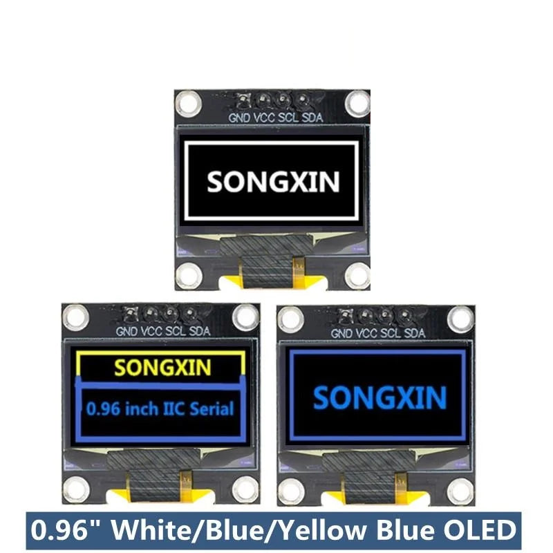 SAMIROB 0.96 Inch OLED SSD1306 White/Blue/Yellow 128X64 IIC I2C Serial Display Module 12864 LCD Screen Board For Arduino