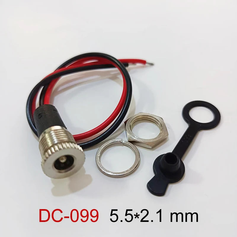 5.5*2.5/5.5*2.1mm Electric Lithium Battery Bicycle Connection Charging Port DC Power Supply Female Head With Cable Wired Socket