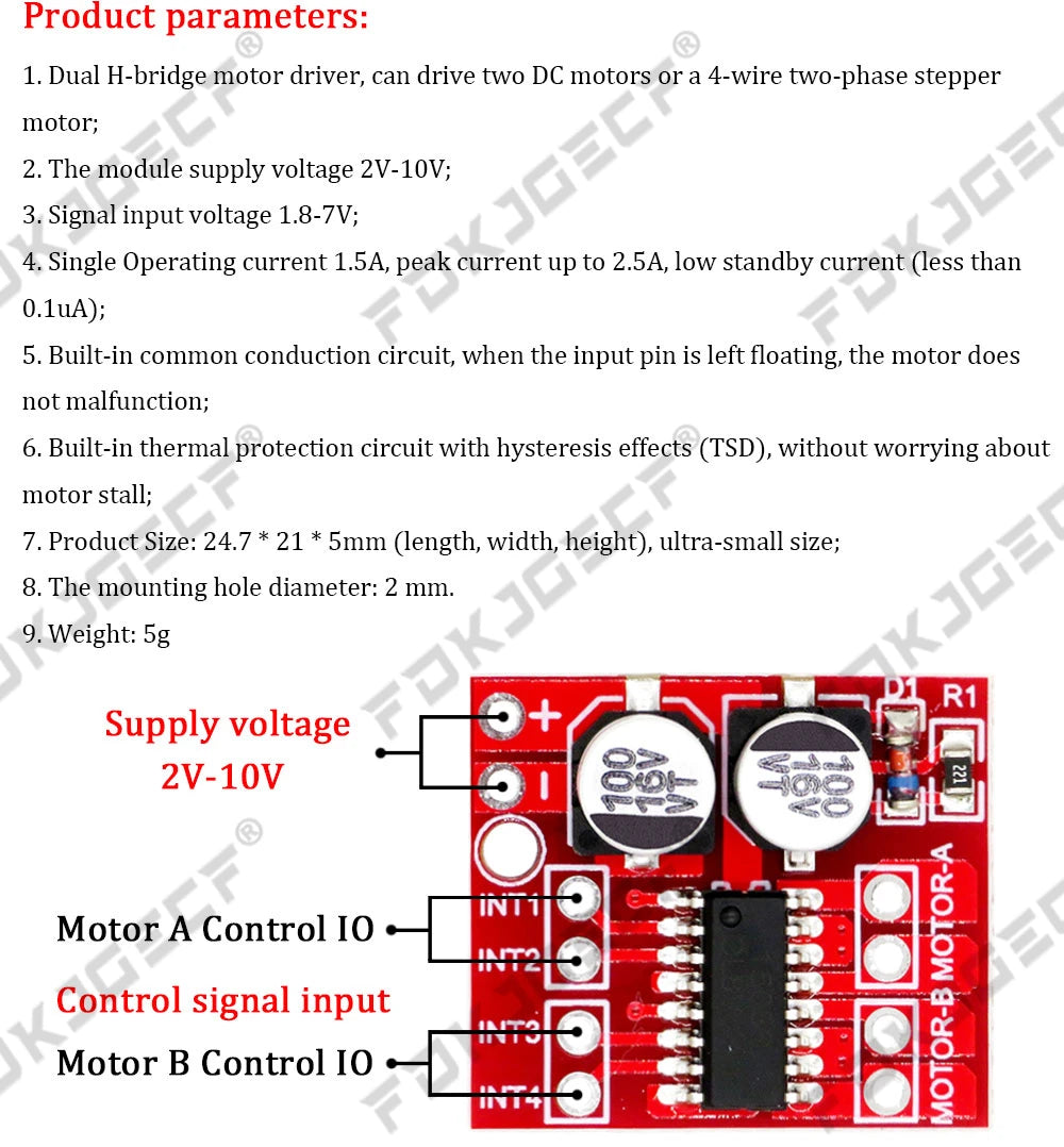 Mini L298N driver board module L298N stepper motor smart car robot breadboard peltier High Power DC Motor Driver for arduino
