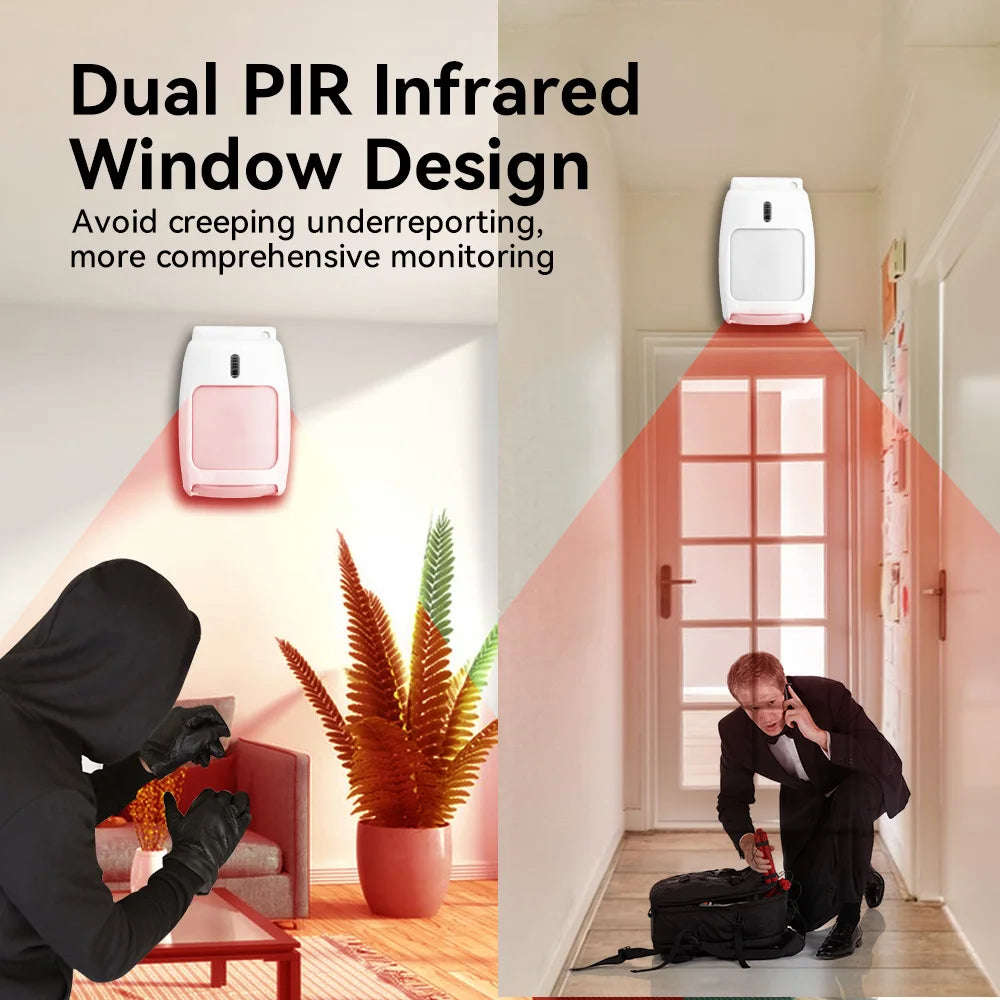 Meian Wired PIR Motion Sensor, Infrared Alarm Detector, Human Body Presence Sensor, Smart Home Security, Work with Alarm Host