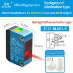 ZHICAN ZC3E Background Suppression Laser Photoelectric Sensor Adjustable Distance Diffuse Reflective Detection Switch