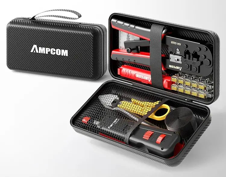 AMPCOM RJ45 Crimping Tool,Network Tool Kit for Cat5e Cat6, 7 in 1 Portable Ethernet Cable RJ45/RJ11 Crimper Kit with Soft Case