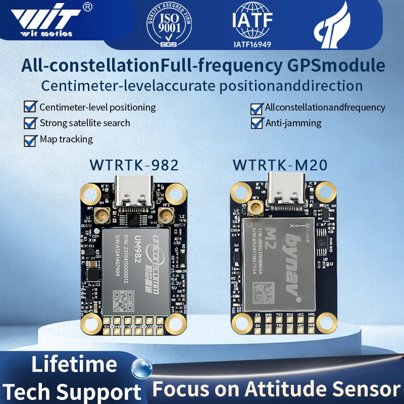 WITMOTION UM982 GNSS Receiver RTK Module ZED-F9P UM980 Sensor GPS BDS GLONASS /Galileo For High Accuracy Drones Positioning