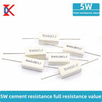 10Pcs 5W Ceramic Cement Resistor 5% In A Pack 0.1R 0.22 0.33 0.5 Ohm 6.8K 0.25R 0.5R 3R 27R 12R 100R Non-inductive Resistors