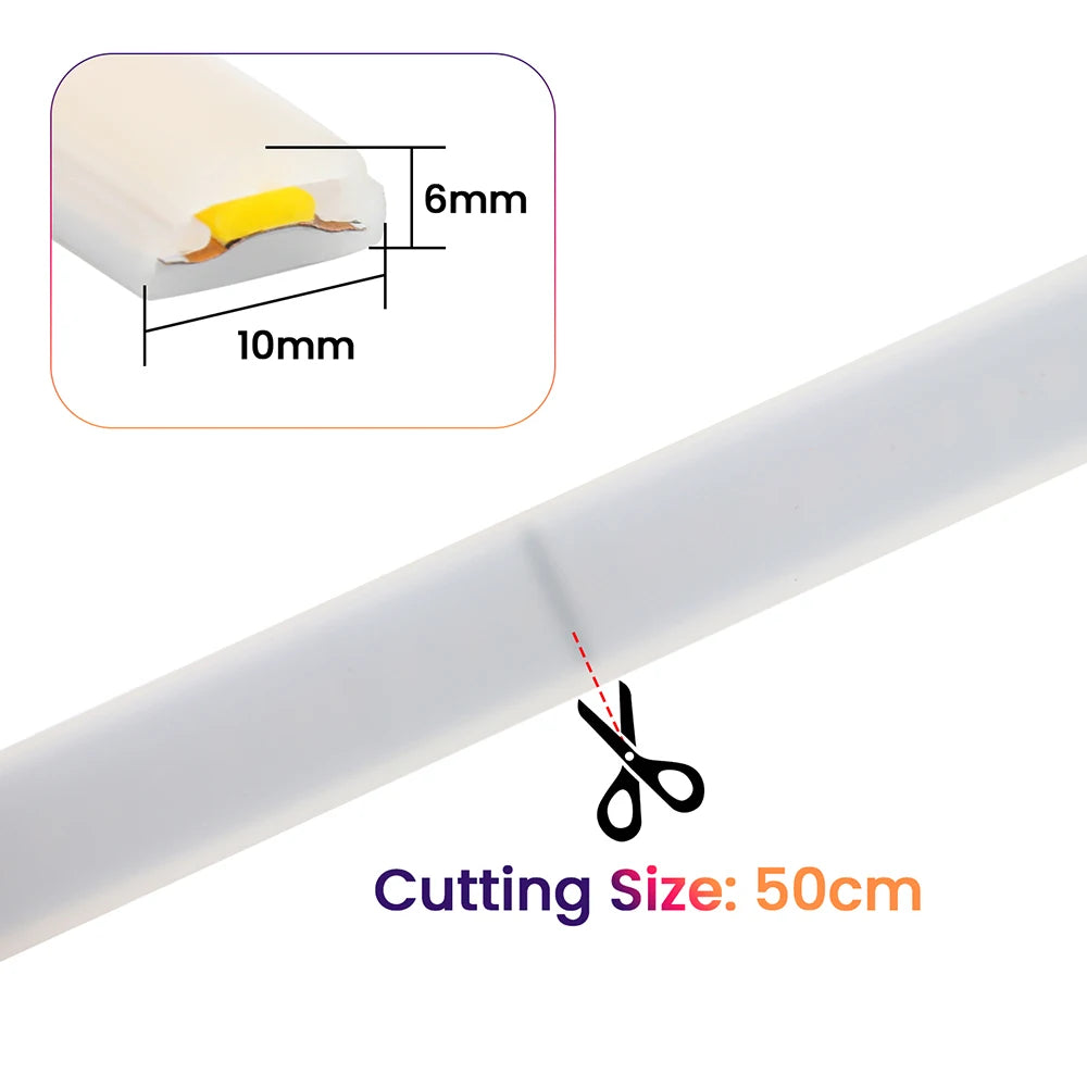 Dimmable 220V COB LED Neon Strip Light Switch Dimmer Power Kit 5m 10m 30m 3000K 4000K 6000K 288 LEDs Flex Tape 0.5m Waterproof