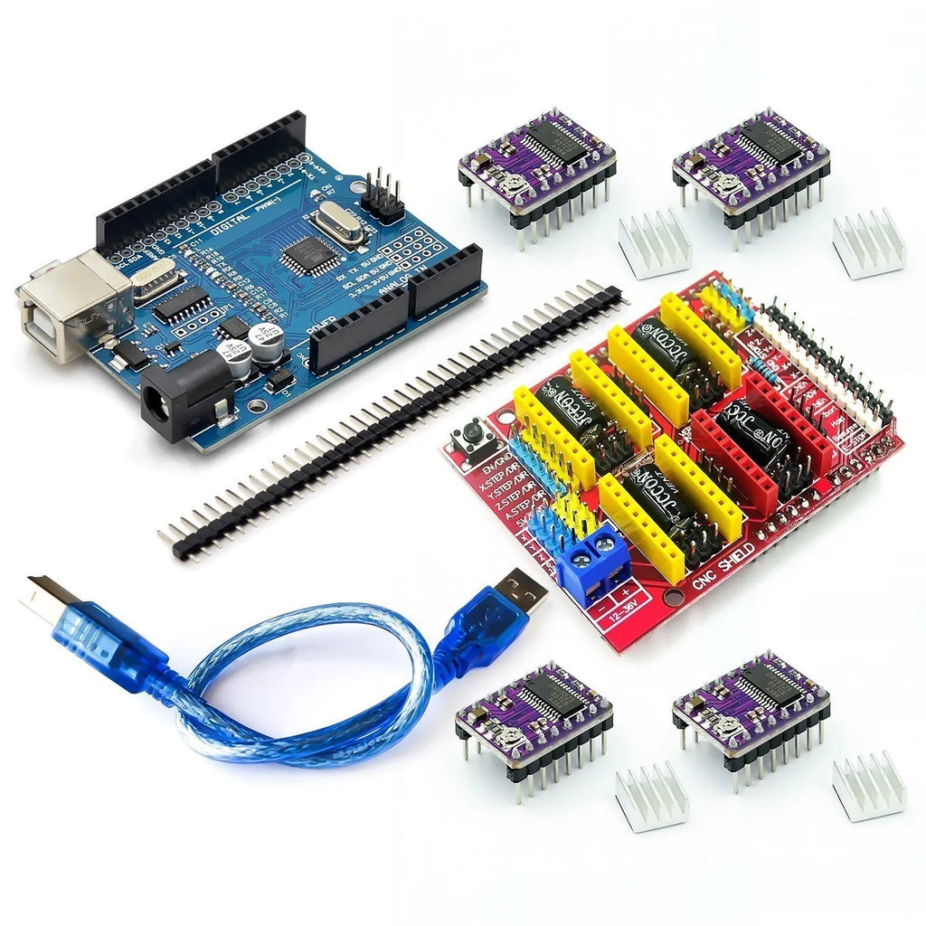 CNC Shield V3 Engraving Machine 3D Printe+ 4pcs DRV8825 Or A4988 Driver Expansion Board For Arduino + UNO R3 With USB Cable
