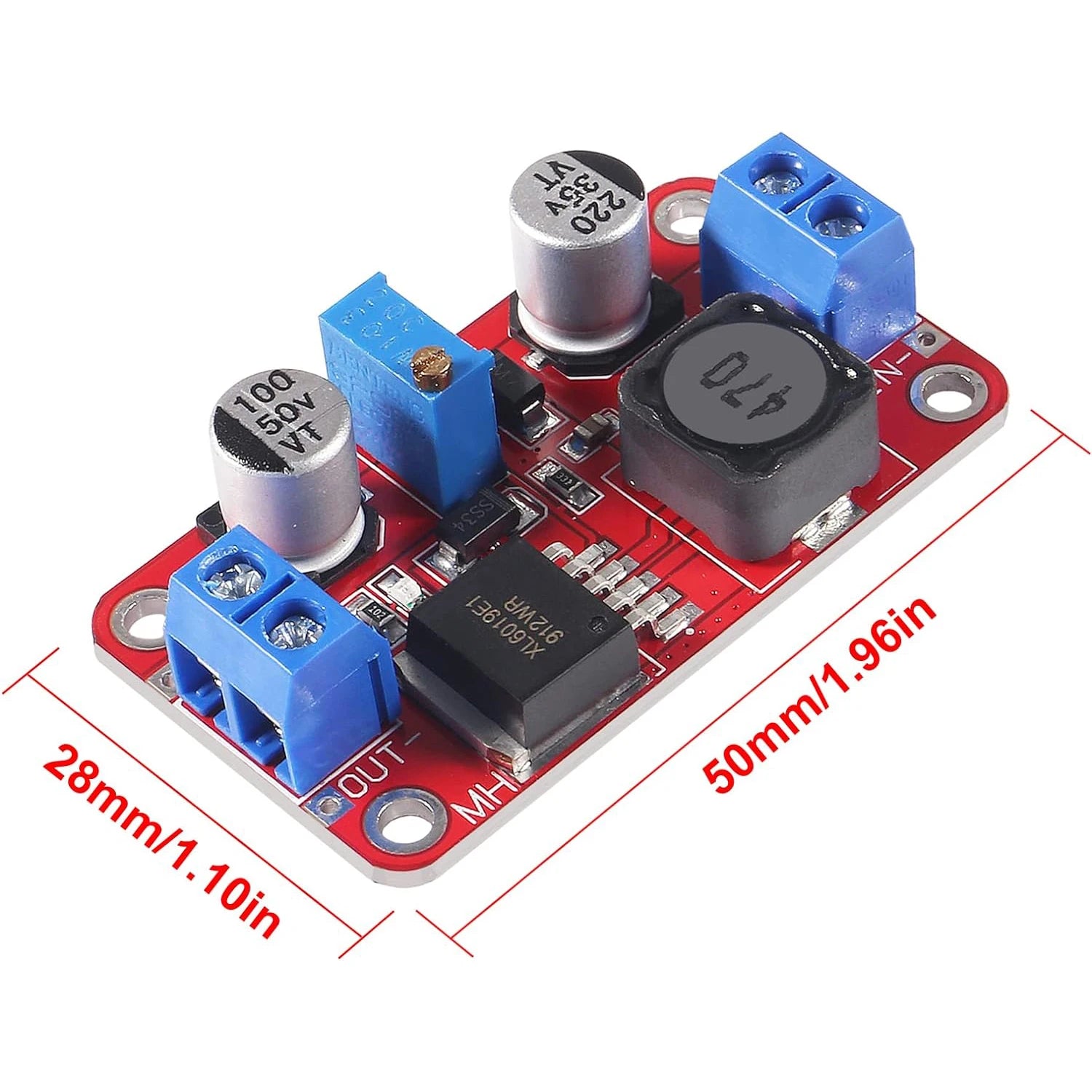 XL6019 (XL6009 Upgrade) Automatic Step-Up Step-Down Dc-Dc Adjustable Converter Power Supply Module 20W 5-32V to 1.3-35V