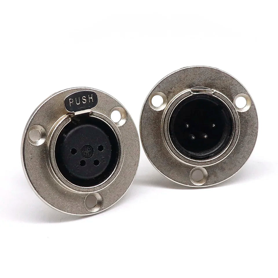 3/4/5pin Round Male/Female Metal XLR Speaker Panel mount socket Connector Adapter Audio Microphone Socket