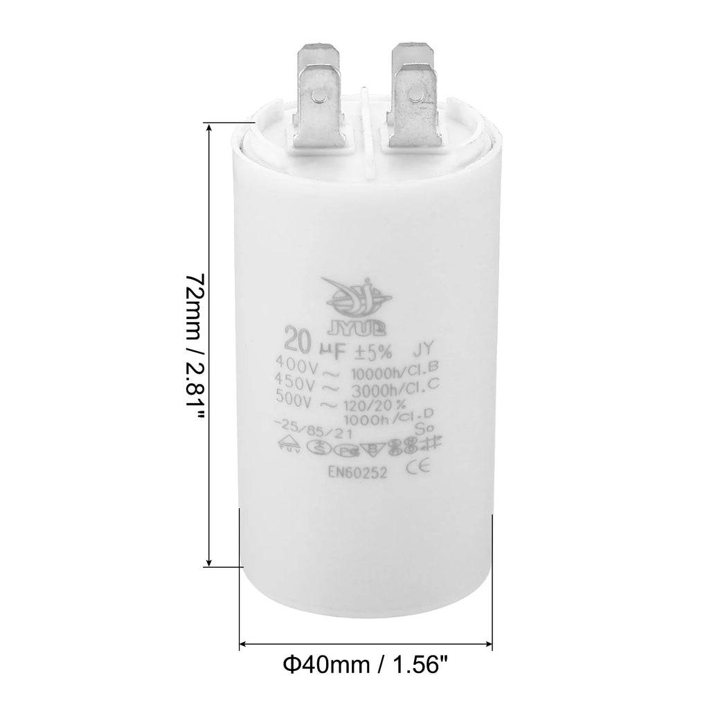 CBB60 8uf-100uf Running Capacitor AC 450V 4 Pins 50/60Hz Double Insert Cylinder Bottom for Air Conditioning Water Pump Fan Motor