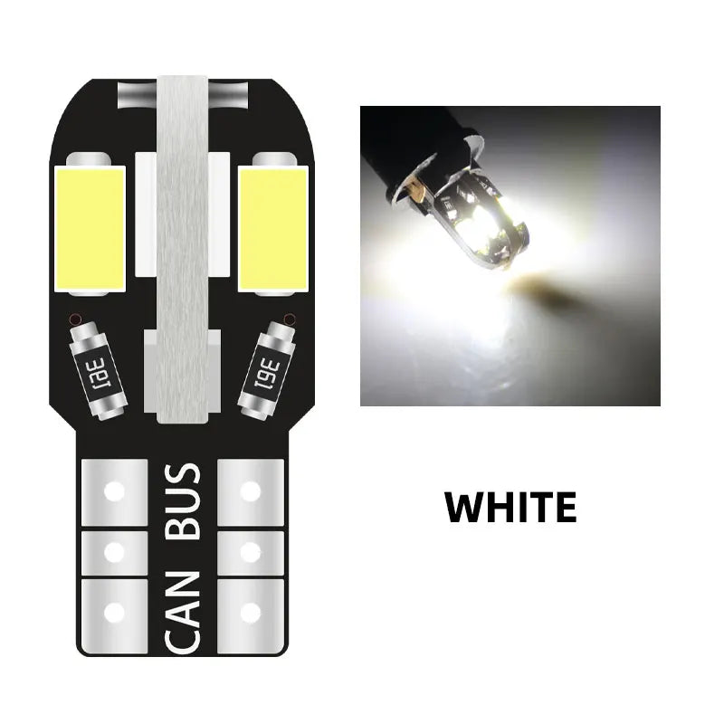10pcs  W5W Led T10 Canbus Led Bulbs 8Pcs 5730 SMD 168 194 LED Interior Map Dome Lights Auto Clearance Light Parking Signal Lamp