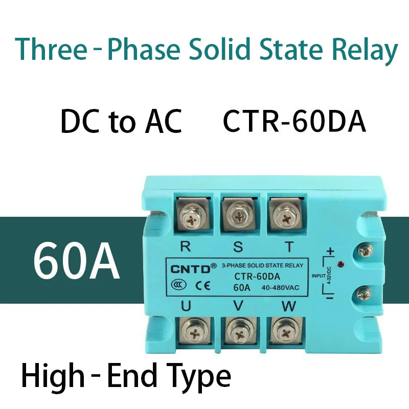 CNTD 3‑Phase Solid State Relay CTRE‑DA Series DC Control AC 10‑120A Industrial SSR Module 4‑32VDC Input 40‑480VAC Output