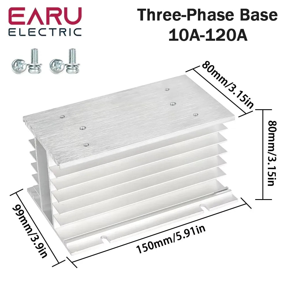 EARU 10A-200A New Single Phase Three Phase Solid State Relay Module Heat Sink SSR DA AA DD Aluminum Fins Radiator Din Rail Mount