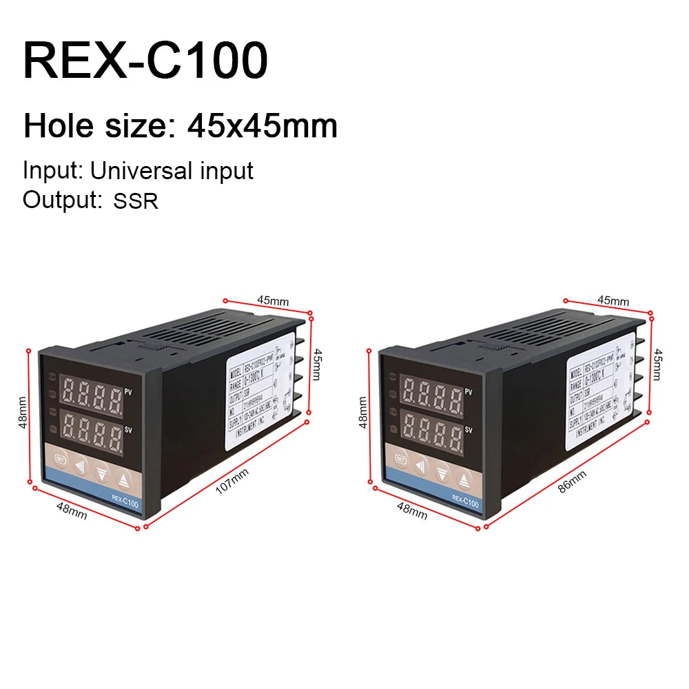REX-C100 Digital RKC PID Thermostat Temperature Controller digital REX-C100/ 40A SSR Relay/K Thermocouple Probe/heat sink