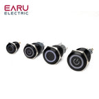 12/16/19/22mm Waterproof Metal Push Oxidized Black Button Switch LED Light Momentary Latching Car Engine Power Switch 5V 12V 24V