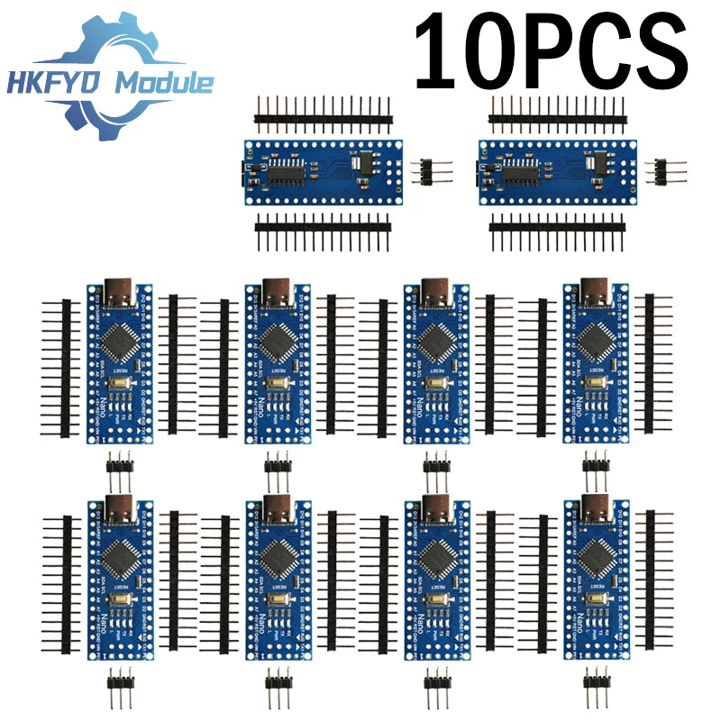 1-10pcs Nano 3.0 Compatible Controller – Arduino Bootloader, CH340 Chip, 16MHz ATMEGA328P/PB with Multi USB Interface