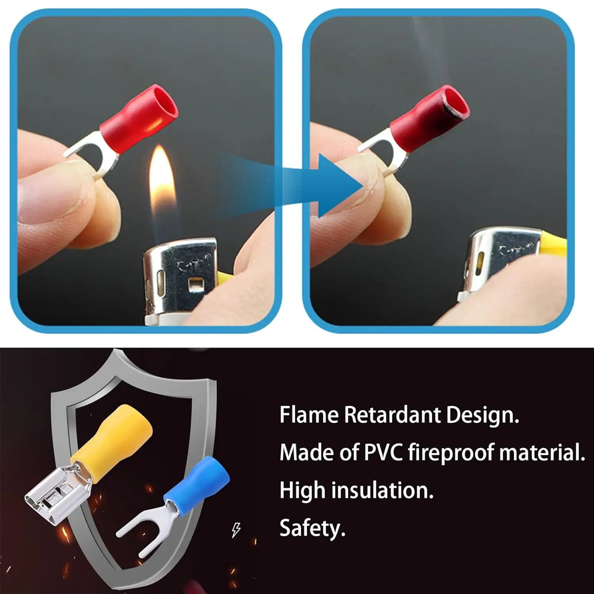 Automotive Insulated Crimp Terminals Kit, Male Female Spade Ring Fork Butt Lugs, Assorted Electrical Wire Connector Set for Car