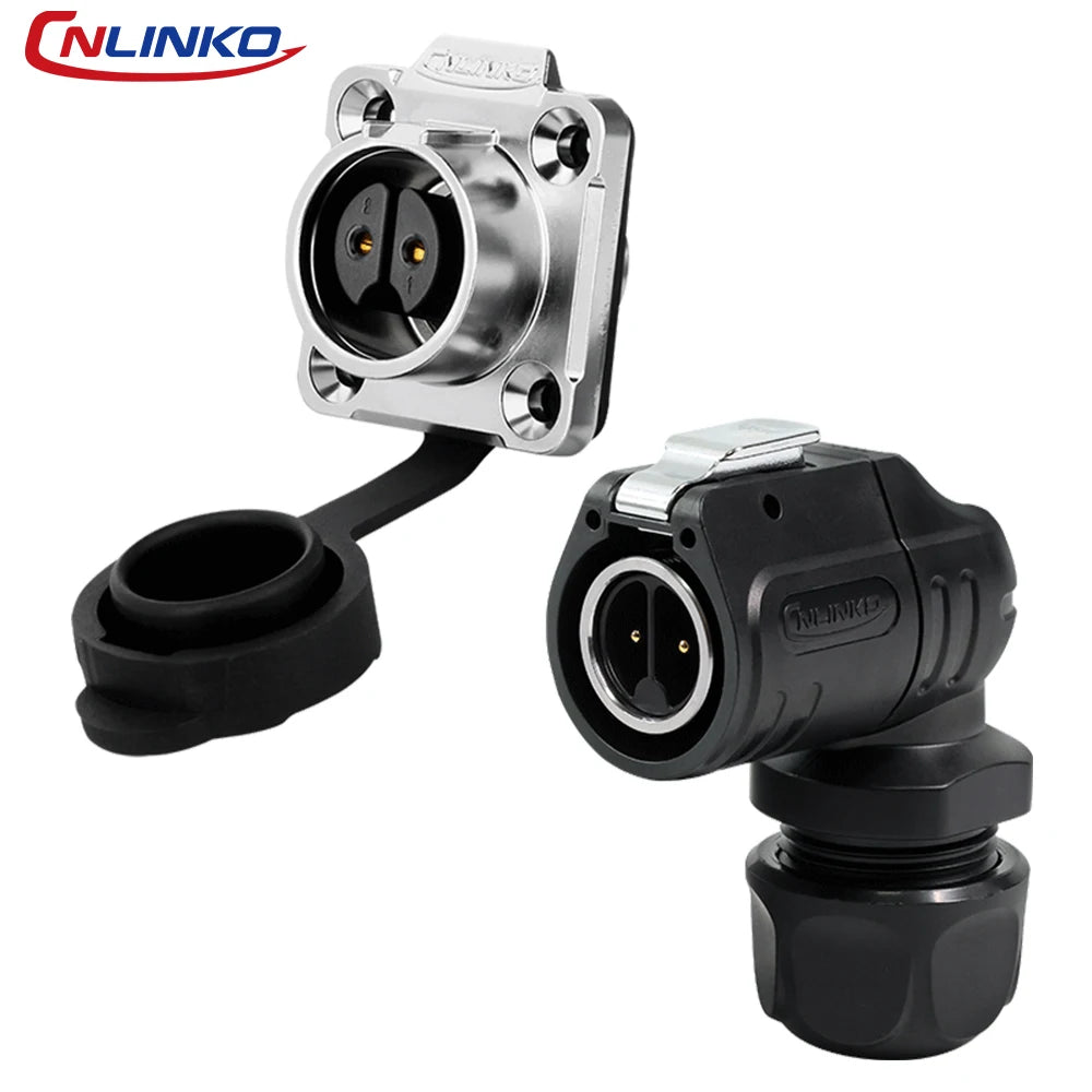 LP-16 2 Pin Right Angle Industrial Connector IP68 Waterproof Male Plug Female Socket Set Aviation Connector for LED Solar Use