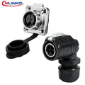 LP-16 2 Pin Right Angle Industrial Connector IP68 Waterproof Male Plug Female Socket Set Aviation Connector for LED Solar Use