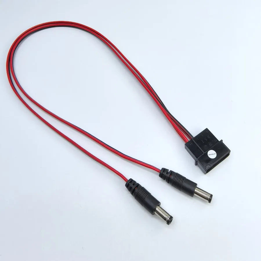 Computer IDE Molex Male To 2-Port DC 5.5*2.1 5.5mm X 2.1mm Converter Adapter Power Supply Cable 6.6A 12V 18AWG Wire 50cm