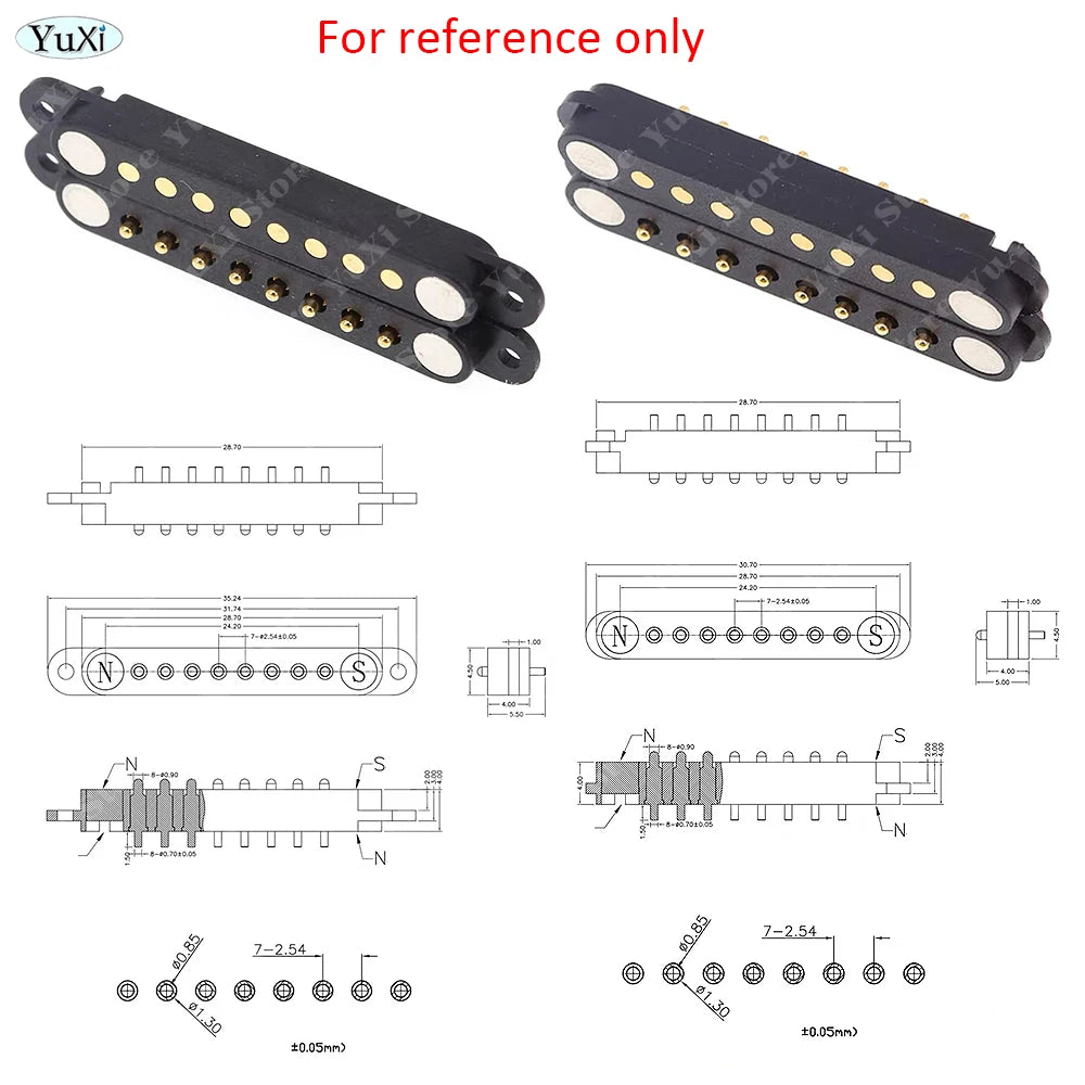 1-10set DC Magnetic Pogo Pin Connector 2Pin 3P 4P 5P 6P 7P 8P Pogopin Male Female Spacing 2.5/2.54mm Loaded Power Socket 2A