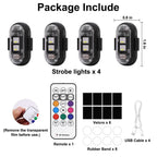 2/4/6/8 pcs LED Aircraft Strobe Lights Remote Control 8 Colors Anti-Collision LED Lights for Car Motorcycle Drone Aircraft Bike