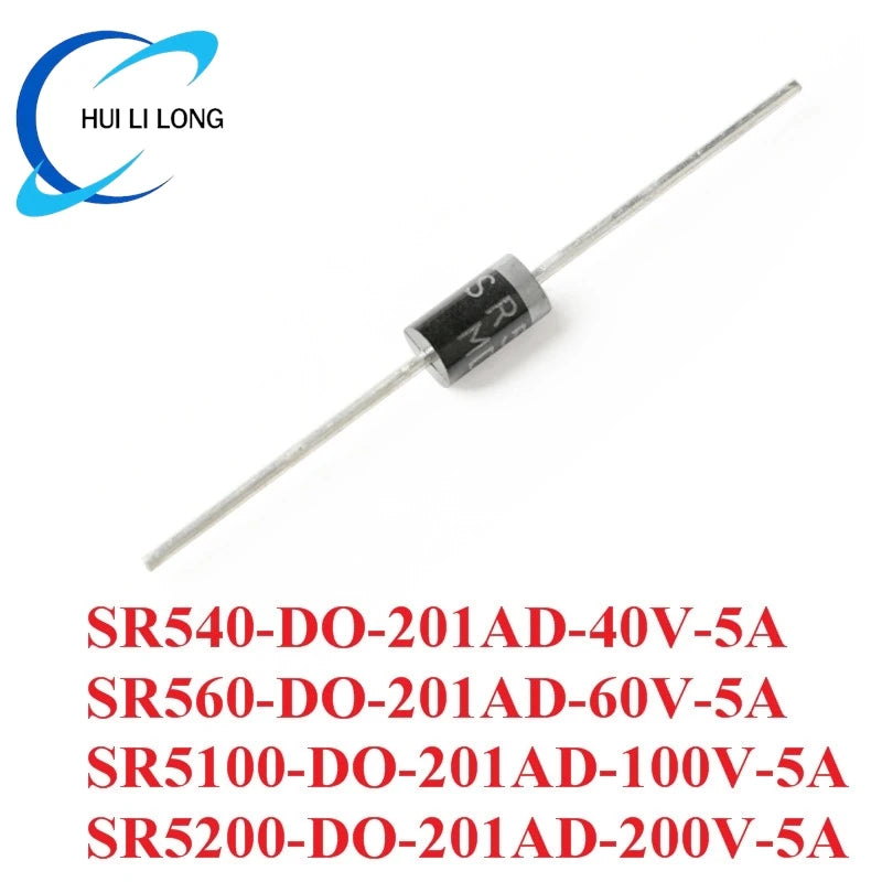 10PCS SR540 SR560 SR5100 SR5200 DO-201AD Schottky Rectifier Diode Rectifier Silicon Bridge Rectifier 40V 60V 100V 200V 5A
