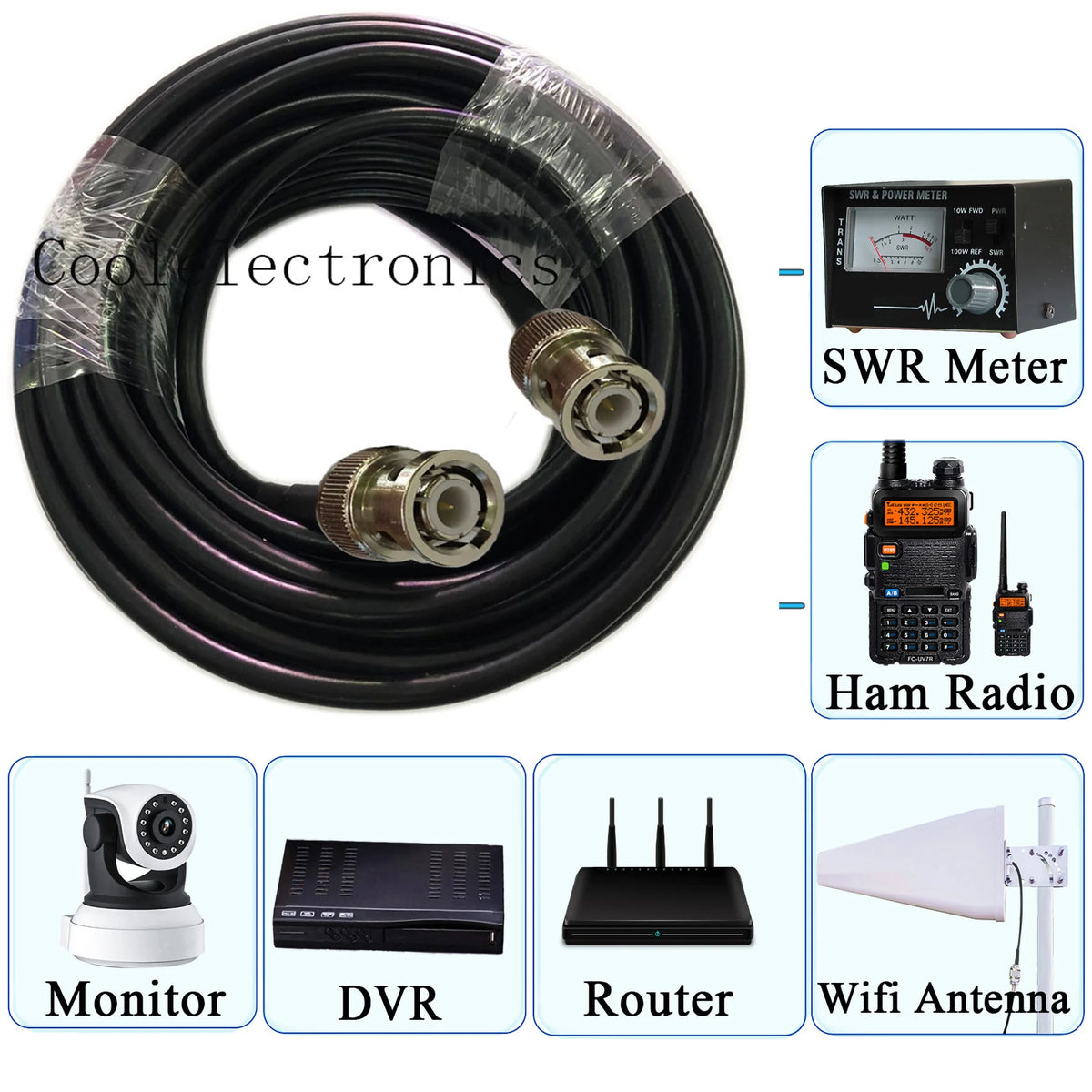 RG58 BNC Q9 male TO BNC Male 50-3 50ohm Connector RF pigtail cable 50ohm Coax Coaxial Cable 15/50cm 1/2/3/5/10/15/20/30/50m