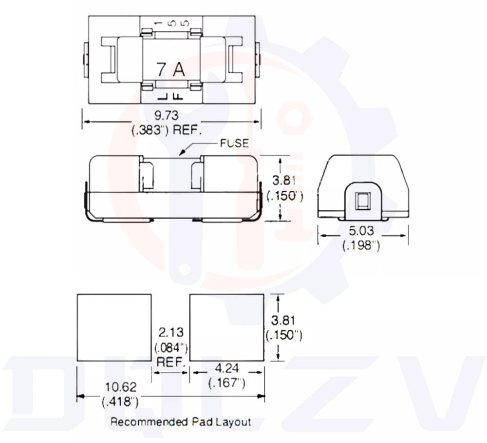 1808/2410 SMD Fuse Holder 01550900M High Temperature Resistance With 0451 Series SMD Fast Blow Fuse 62mA-20A 125V/65V AC