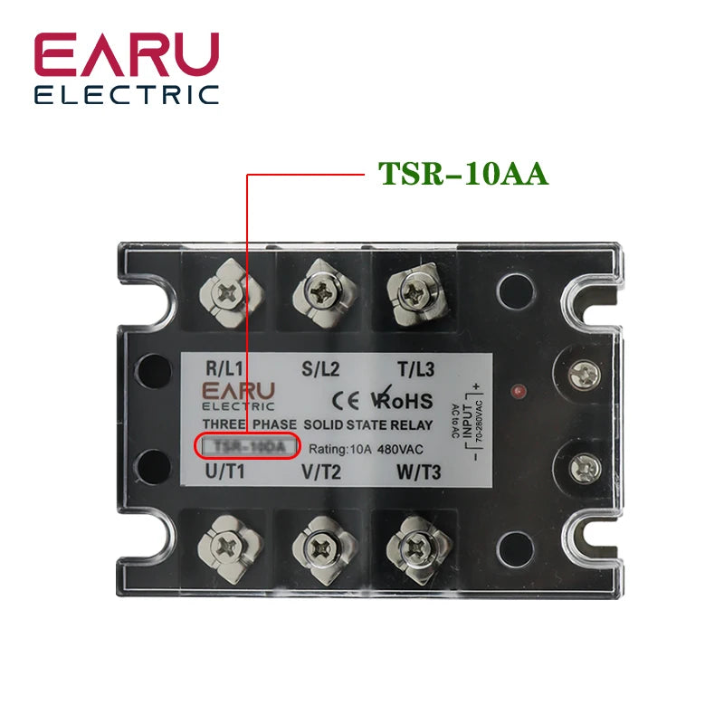 TSR  SSR-10AA 25A 40A 60A 80A Three Phase SSR Solid State Relay AC Control AC 480V 70-280V Input Aluminum Radiator Heat Sink