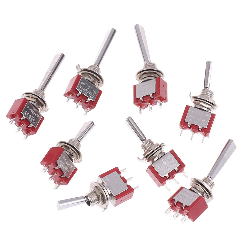 Toggle Switch 3Pin 3/2 Position Self-locking/Self-resetting ON OFF ON DPDT SPST DPST 5A 125VAC 2A 250VAC Latching Flat Handle