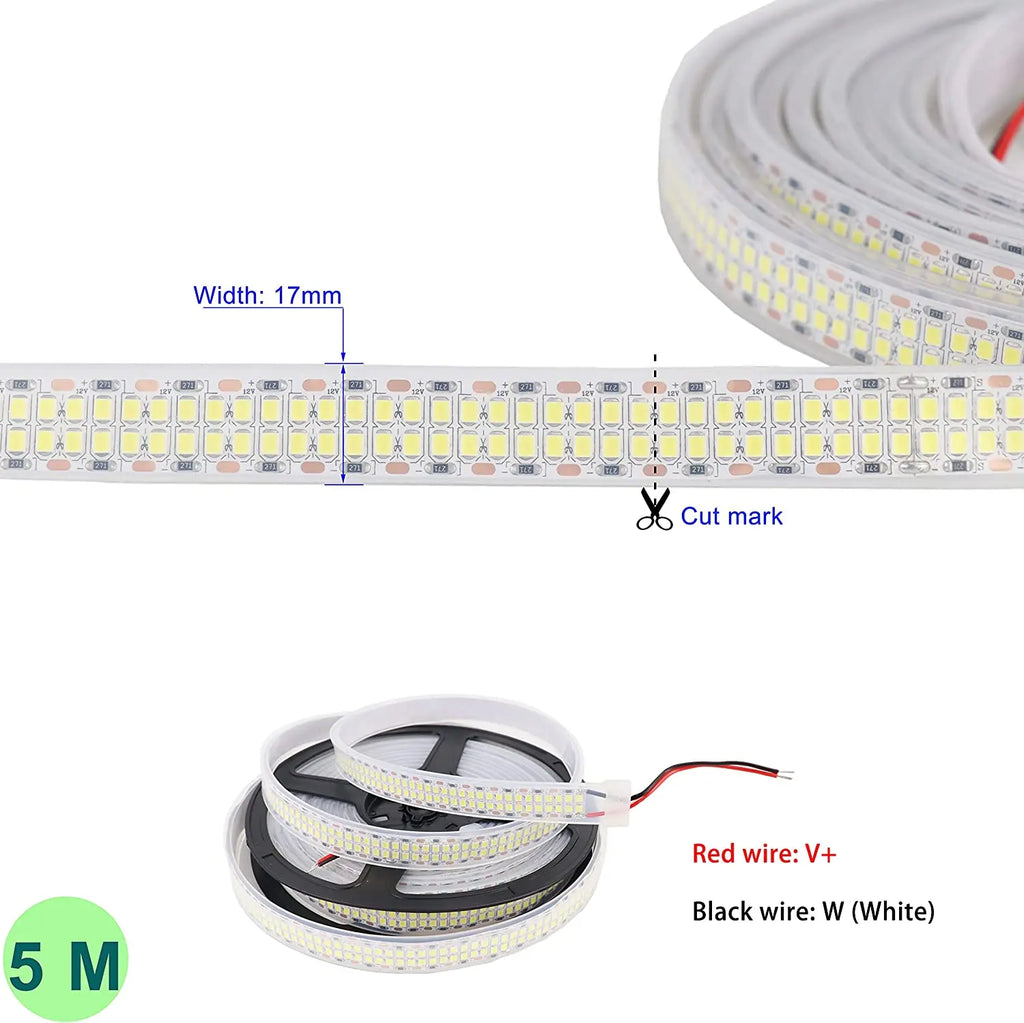 12V 24V LED Strip SMD 2835 Flexible LED Tape 5M 120 240 480Leds/m Waterproof Ribbon Diode Room Decor Warm Natural Cool White