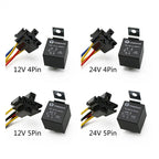 Waterproof Automotive Relay 12V 24V 4pin 5pin 4P 5P 40A Car Relay With Black Red Copper Terminal Auto Relay With Relay Socket