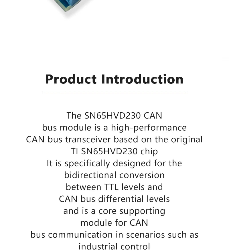 SN65HVD230 CAN Bus Transceiver Module 3.3V Power Supply ESD Protection TTL to CAN Level Conversion Board For Arduino
