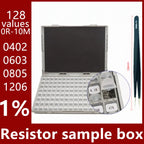 SMD Resistor Box 1% 1206 0805 0603 0402 0201 SMT Chip Resistor Assortment Kit component 128 Values 0R-1M sample boxes