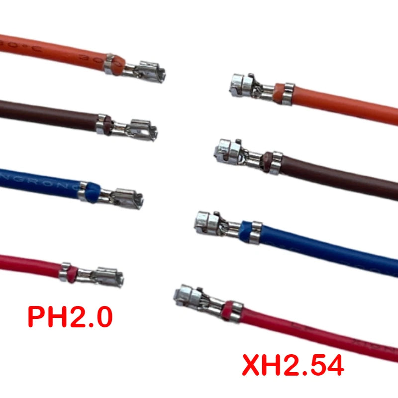 100pcs XH2.54 to PH2.0 PH to XH 2.54mm to 2.0mm 26/24/22Awg Terminal Crimped 10/20/30/50cm Electronic Terminal PVC Color Wire