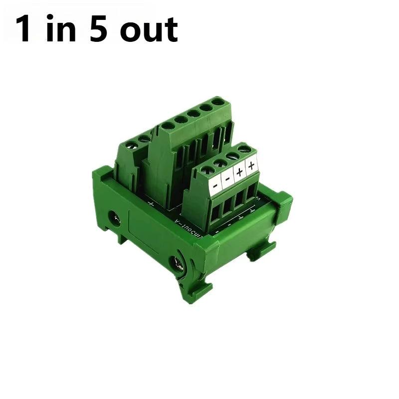 1PCS Guide Rail Terminal Block 1 In 5/8/16 Out Power Distribution Box Wire Parallel Module Guide Rail Terminal Block