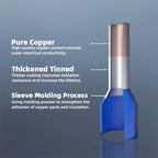 Insulated Twin Cord End Terminal Block Double Wire Ferrules Pure Copper Dual Pipe Cold Press Connector Use For 0.5-16mm2 Cable