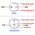 12 16 19 22 mm Metal Push Button Switch with Wire On Off PC Power High Head 12v for Car Momentary Latching Fixed Blue 5V 220V