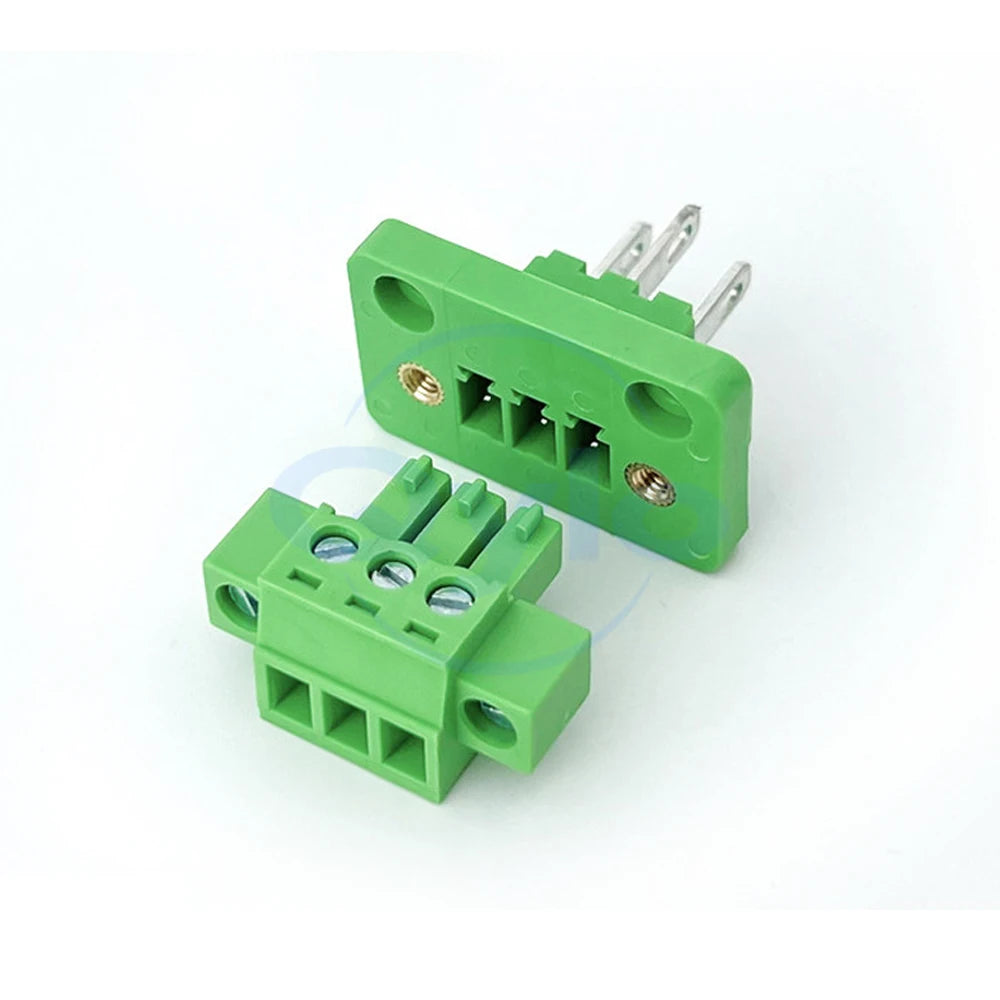 (1 pcs) 2EDGWB - 3.5mm 3.81mm Wall-Mounted Fixed Plug-in Terminal Block with Lugs KF 15EDGAM/KM Complete Set 3.5 3.81 2~24P