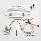 DC12V Touch Dimmer 5A 60W Single-Button Touch Time and Temperature Display LED Sensor Switch, Suitable for Bathroom Mirrors