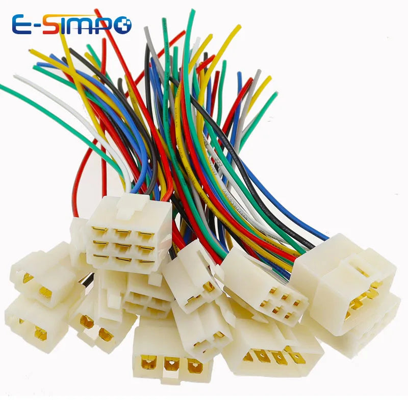 1/5/10Set 6.3mm 1P-8P Automobile Harness Connector 15cm High Current Equipment Cable Male Female Plug Butt Joint 0.75mm2 18AWG