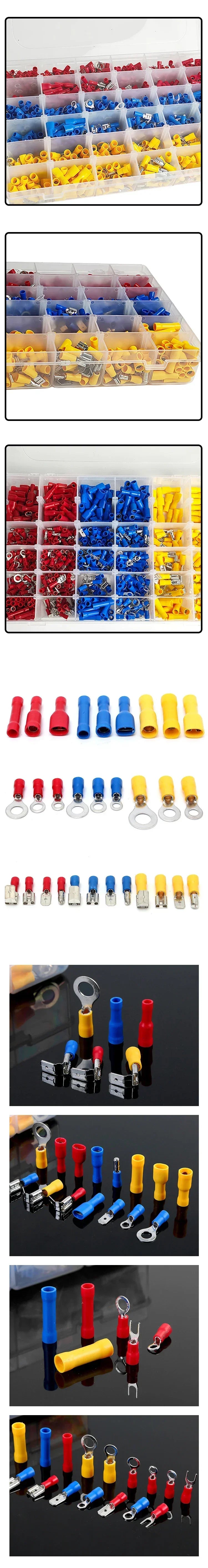 280/480/720/1200/1500pcs Quick Connect Terminal Kit - Cold Pressed Fork/Ring/Spade Lugs for Low Voltage DC Wiring Systems